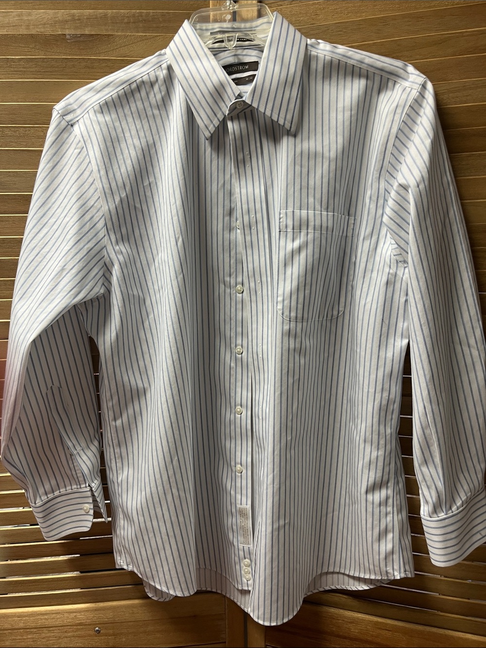 Nordstrom White Dress Shirt with Blue Pinstripes